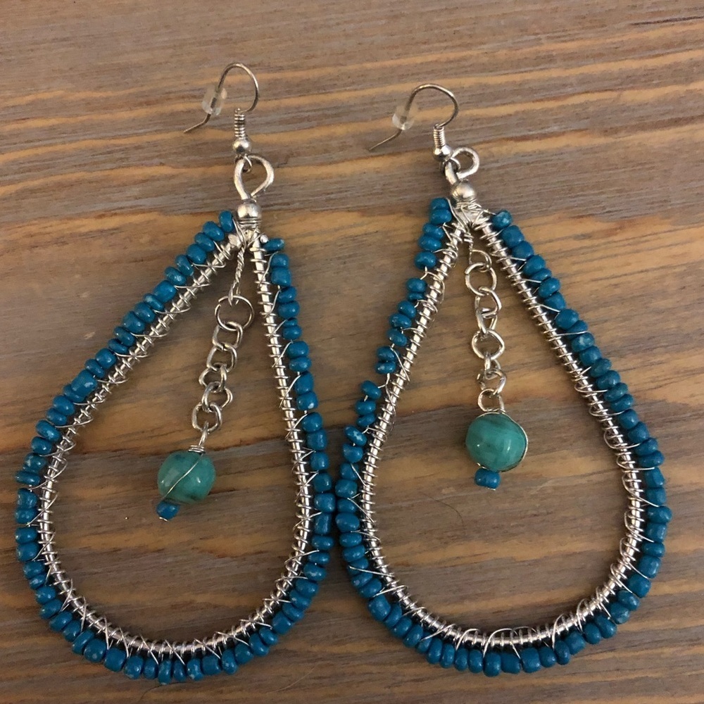 NWOT large beaded earrings